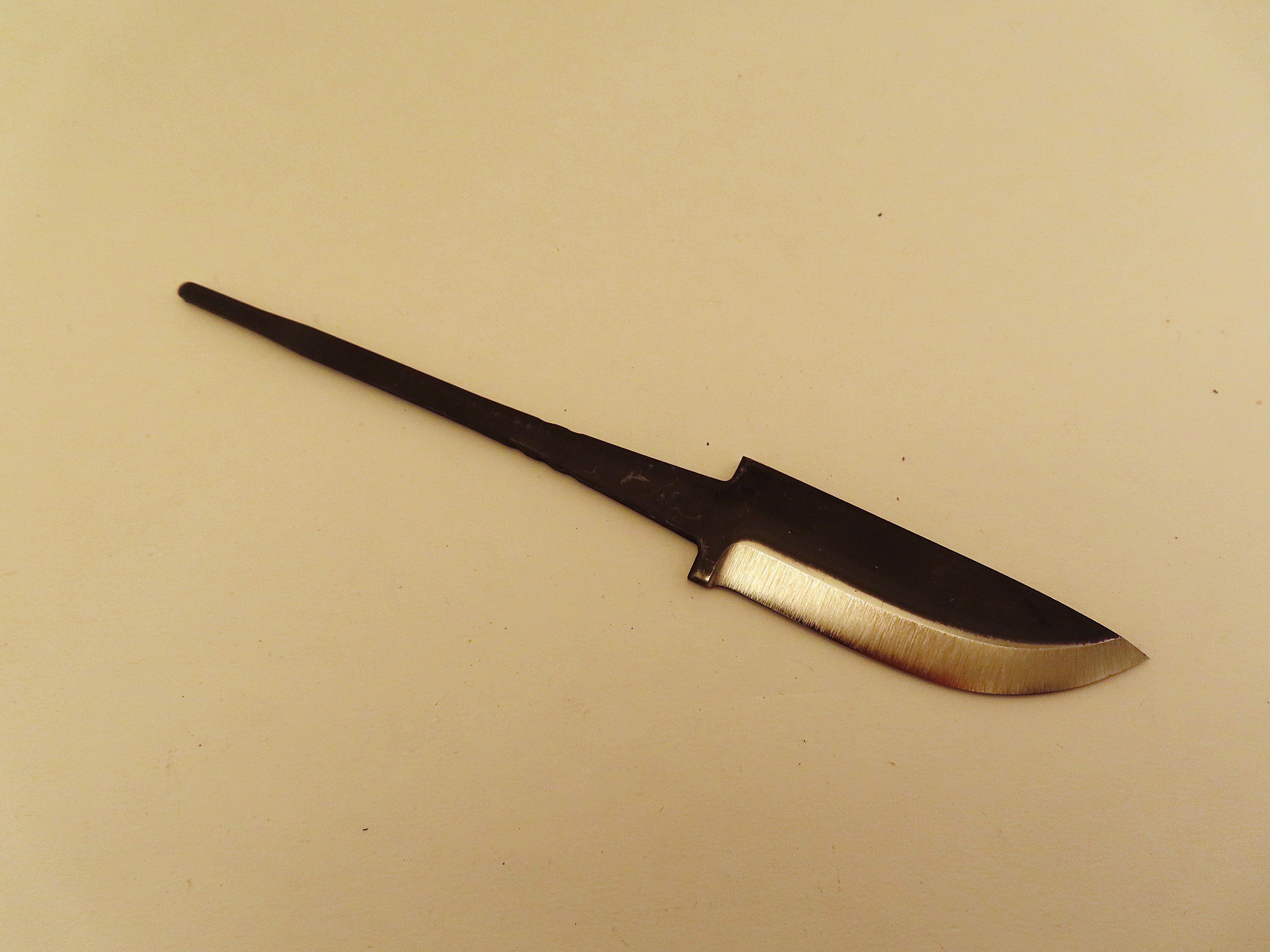 Lauri Small Skinner 82 Carbon Steel Blade with Ricasso (True Scandi with 0 Secondary Bevel)