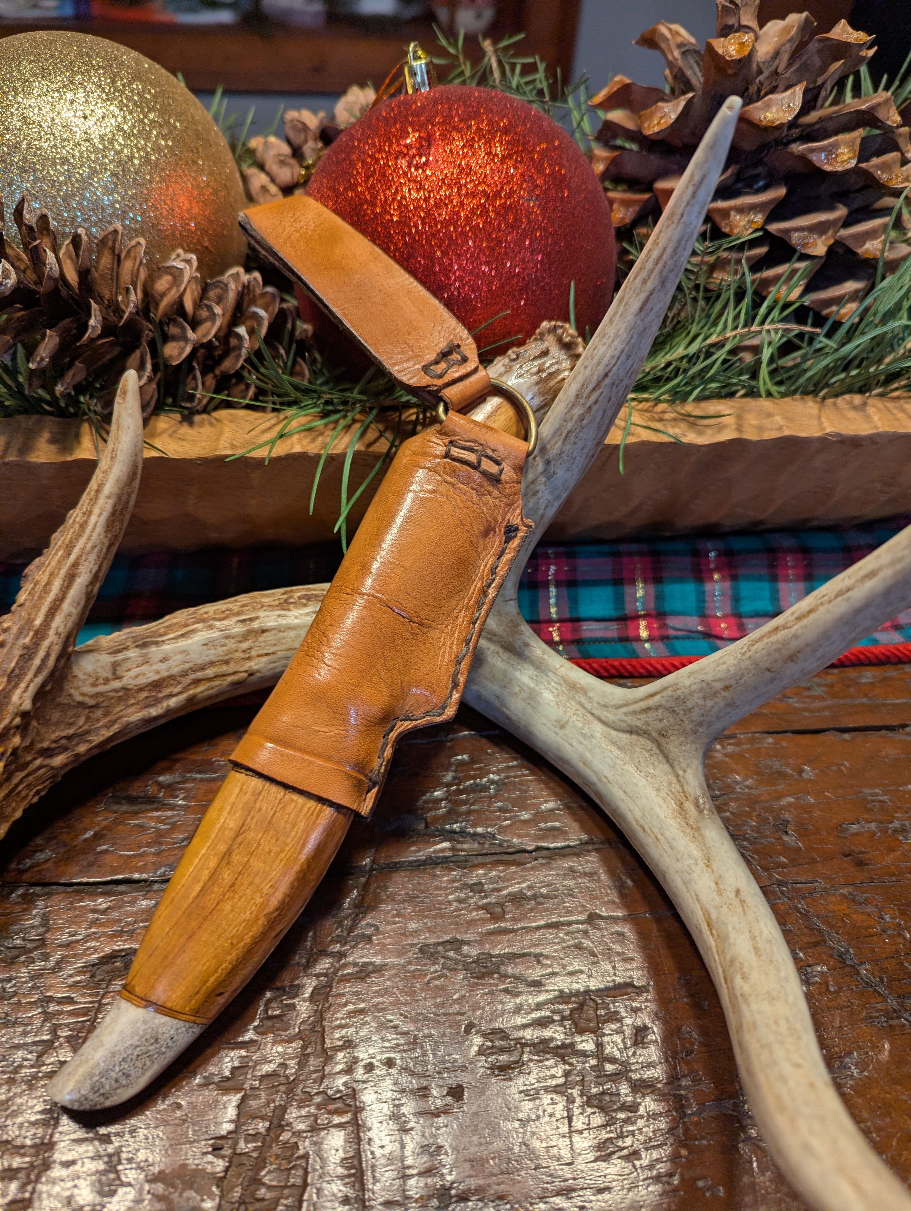 New Mountain Knives - Buckthorn and whitetail antler handle and sheath #14
