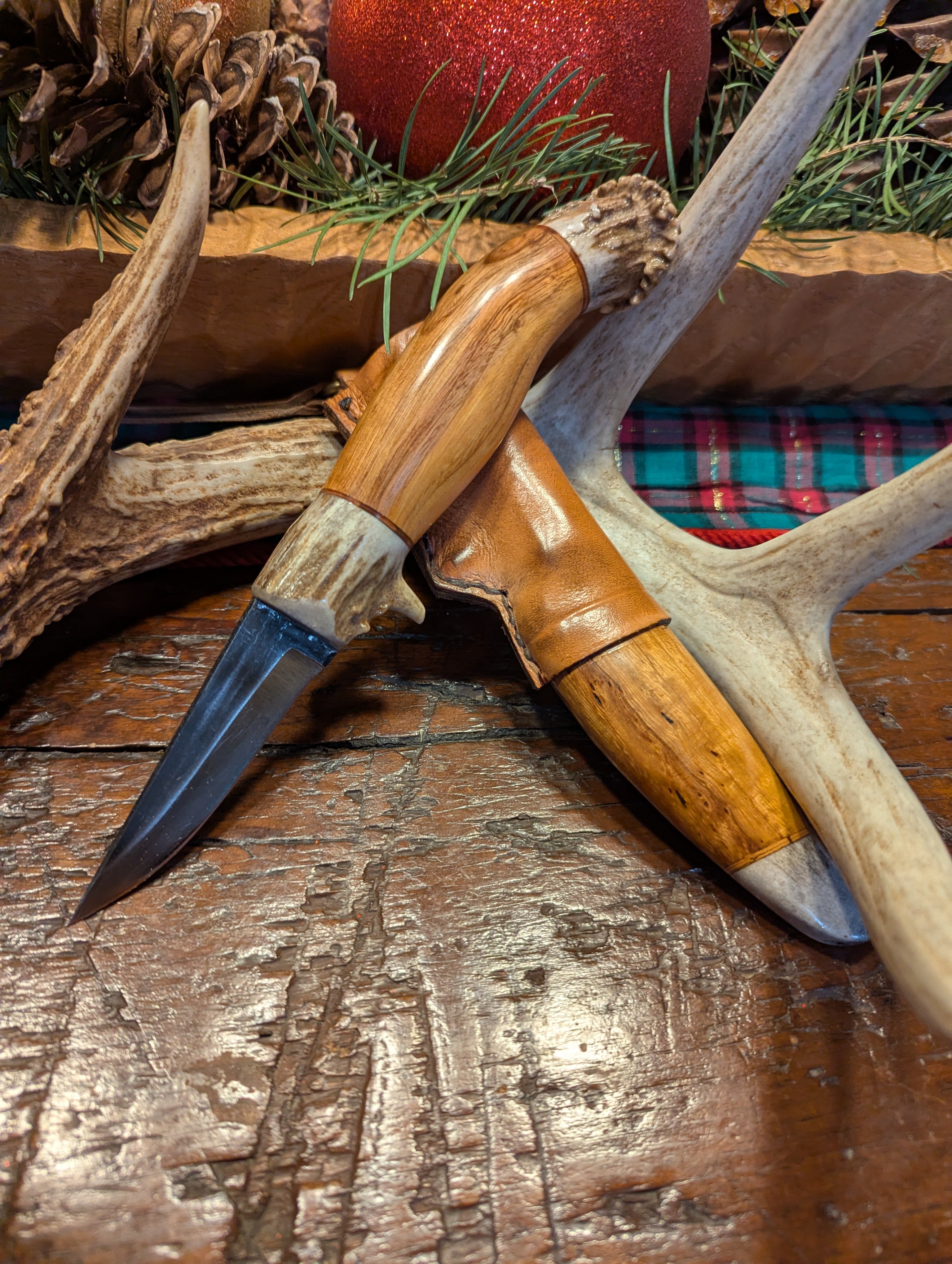 New Mountain Knives - Buckthorn and whitetail antler handle and sheath #14