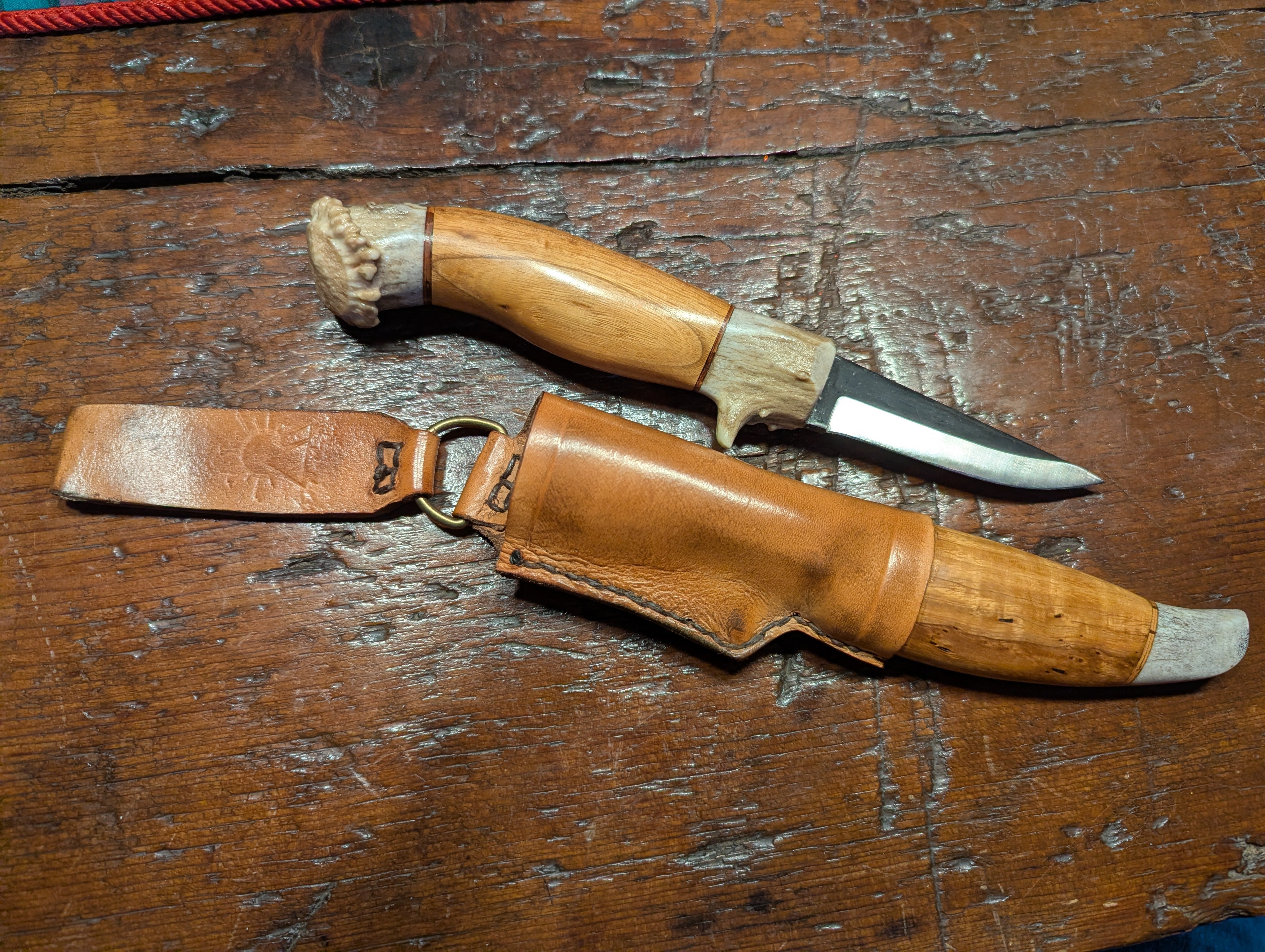 New Mountain Knives - Buckthorn and whitetail antler handle and sheath #14