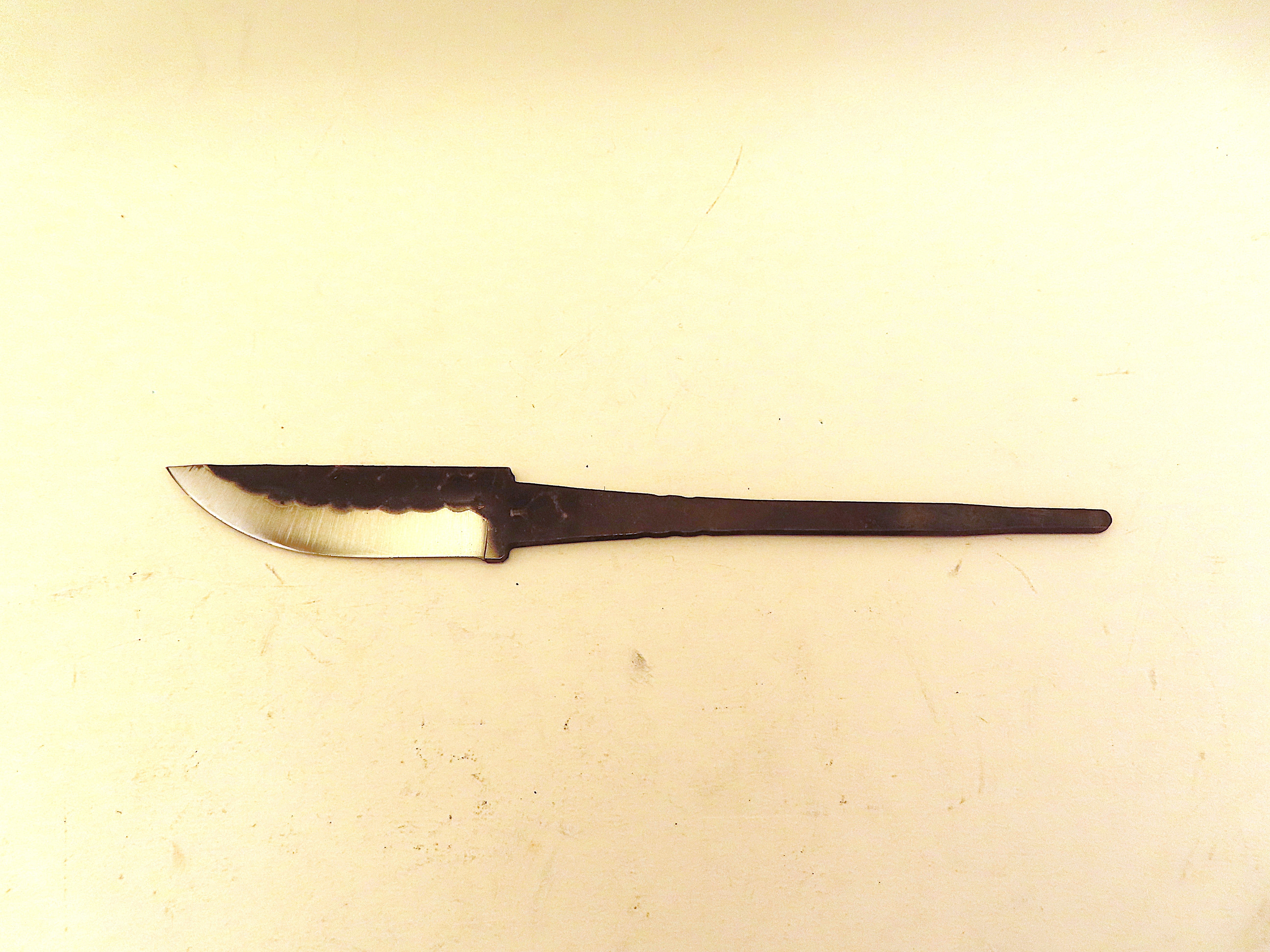 Lauri Carving 75 Hammered Carbon Steel Blade with Ricasso