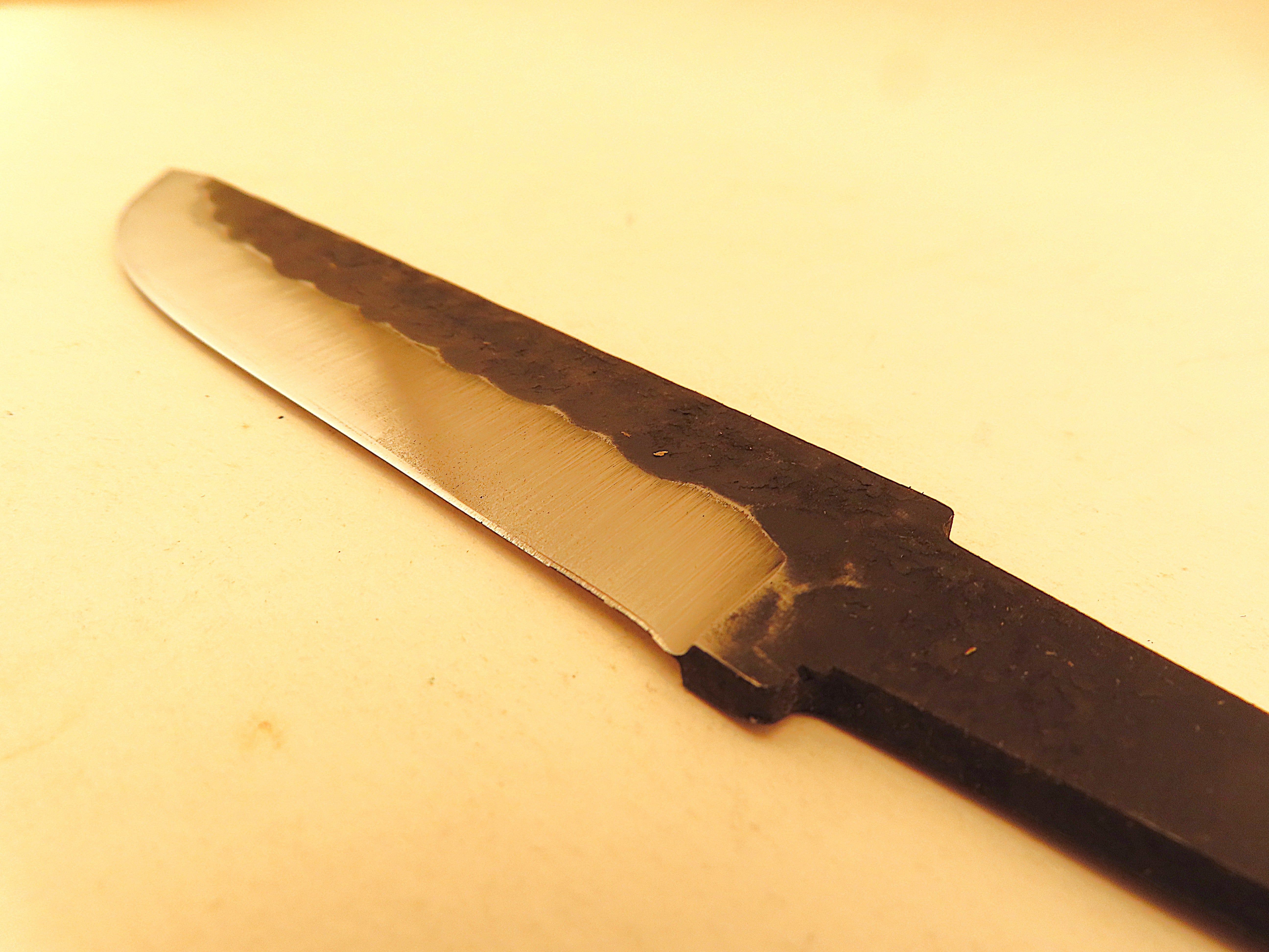 Lauri Carving 105 Hammered Carbon Steel Blade with Ricasso