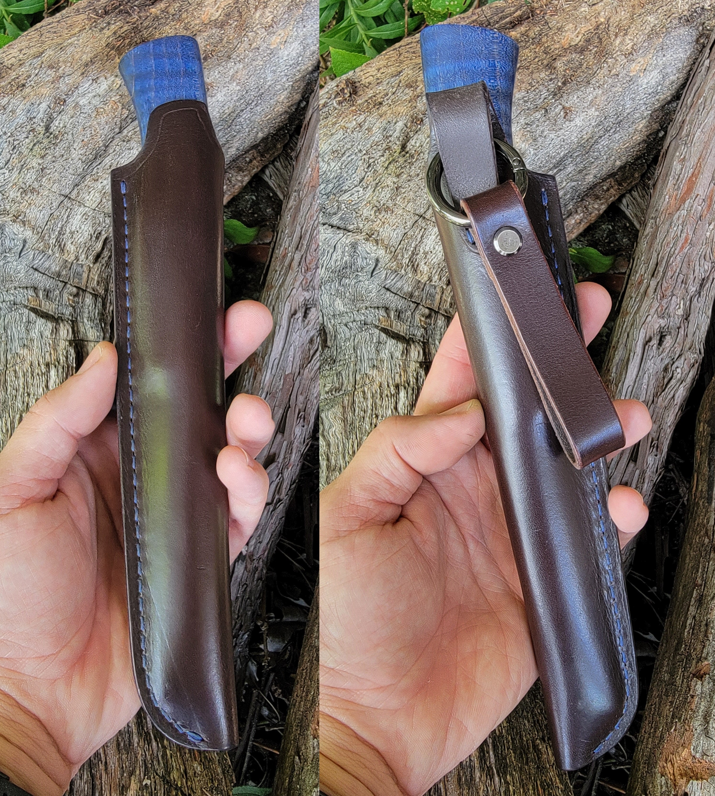 Pete's Custom Knives - Puukko #4 Corvus BM1 (Blue Maple)