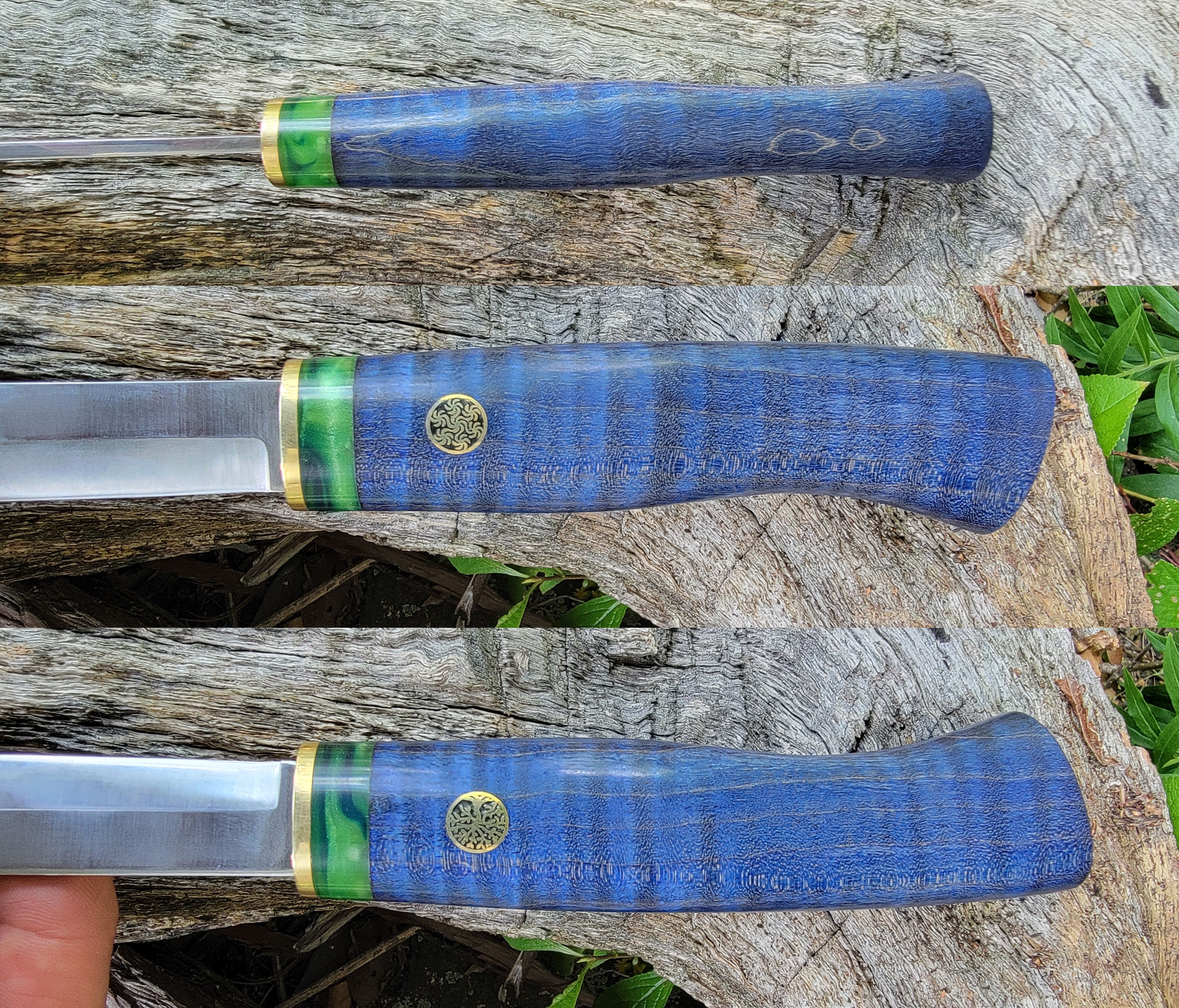 Pete's Custom Knives - Puukko #4 Corvus BM1 (Blue Maple)