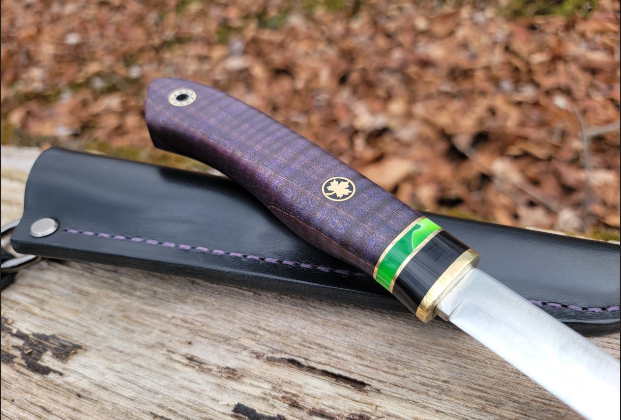 Pete's Custom Knives - 125mm Violet Maple Puukko #14