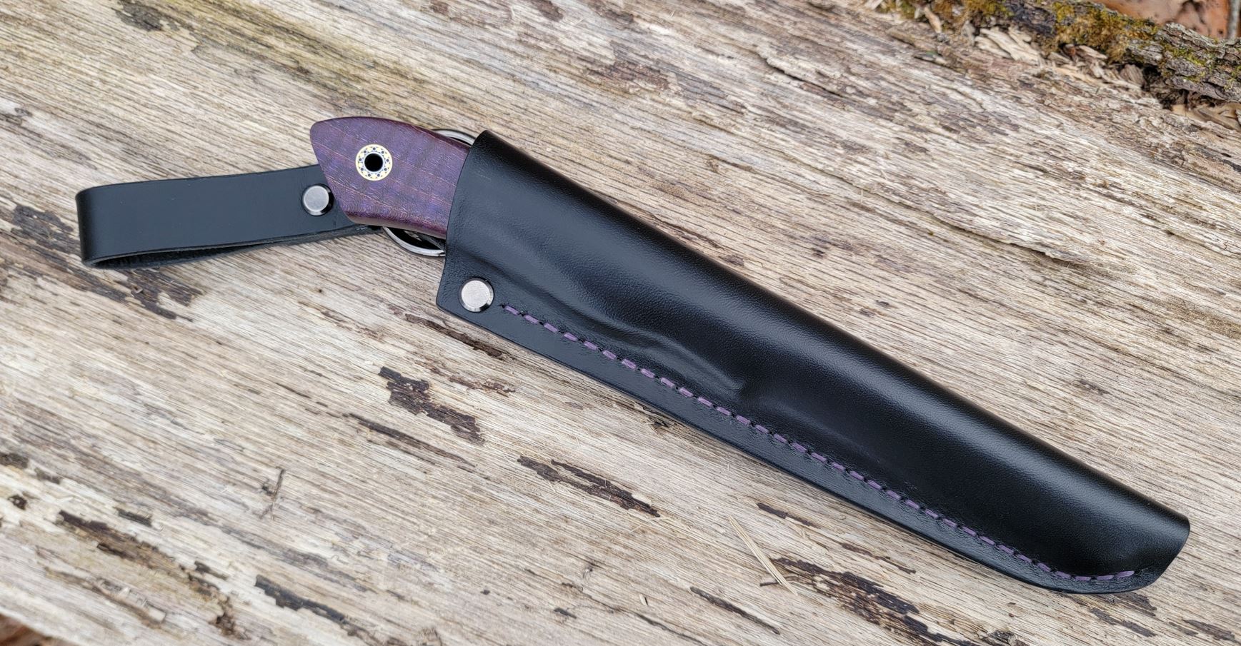 Pete's Custom Knives - 125mm Violet Maple Puukko #14