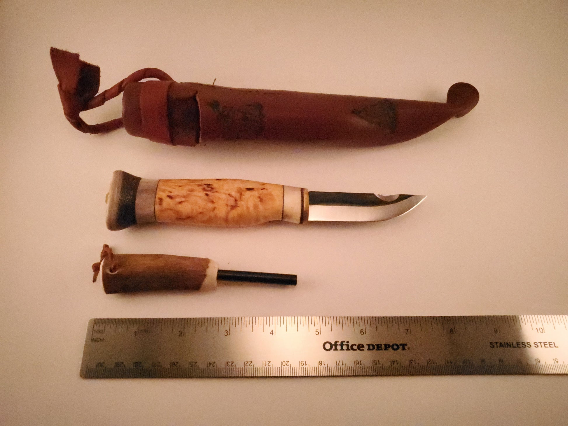 Wood Jewel Carving Knife With Firesteel Bushcraft Outdoor Puukko Knife