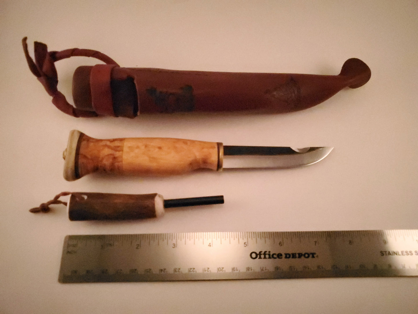 Wood Jewel Utility Knife With Firesteel Bushcraft Outdoor Puukko Knife