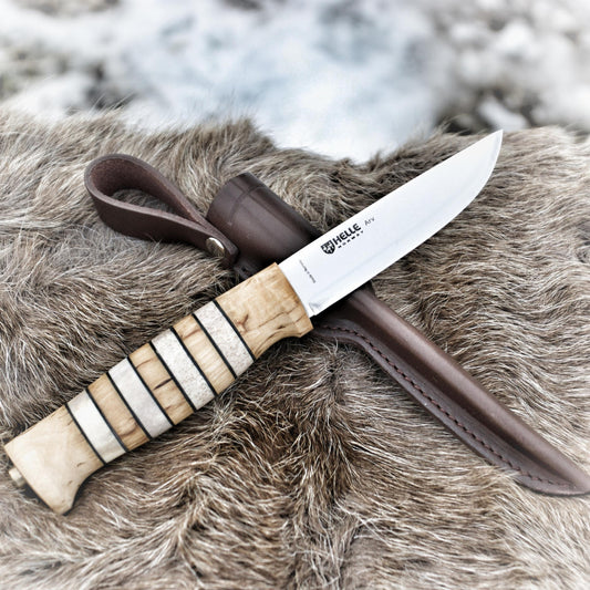 Helle Knives: Eggen - 4 Hunting Knife - Curly Birch - 12C27