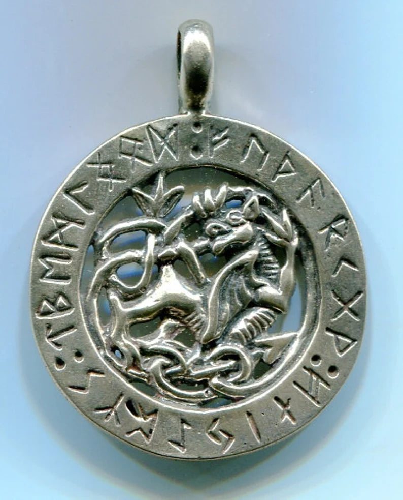 Futhark Dragon Viking Pendant