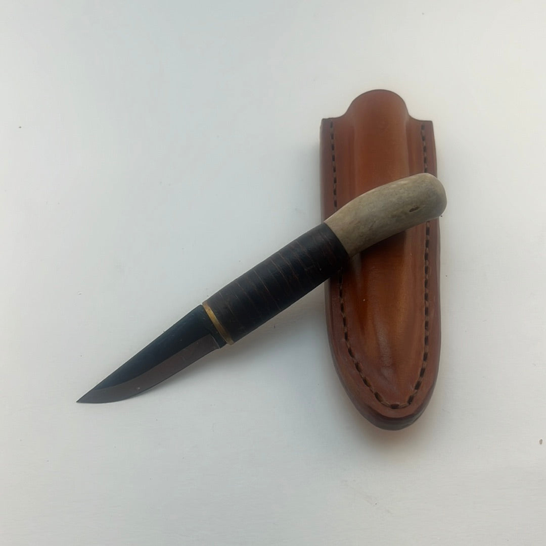 Pecks Woods Leather - Whitetail Antler/Leather Spacer Handle #17