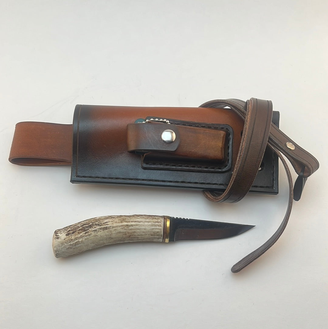 Pecks Woods Leather - Knife, Ferro Rod, Sharpener, and Leather sheath #15