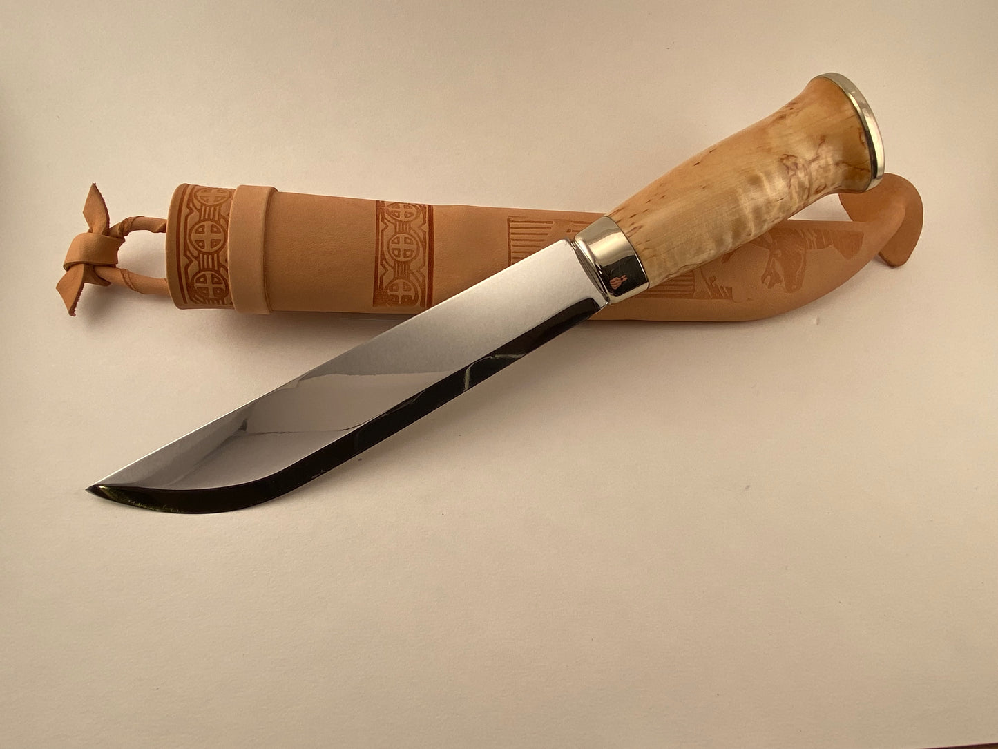 Viking Knife Set. Leuku and Puukko With Traditional Double Knife Sheath. 