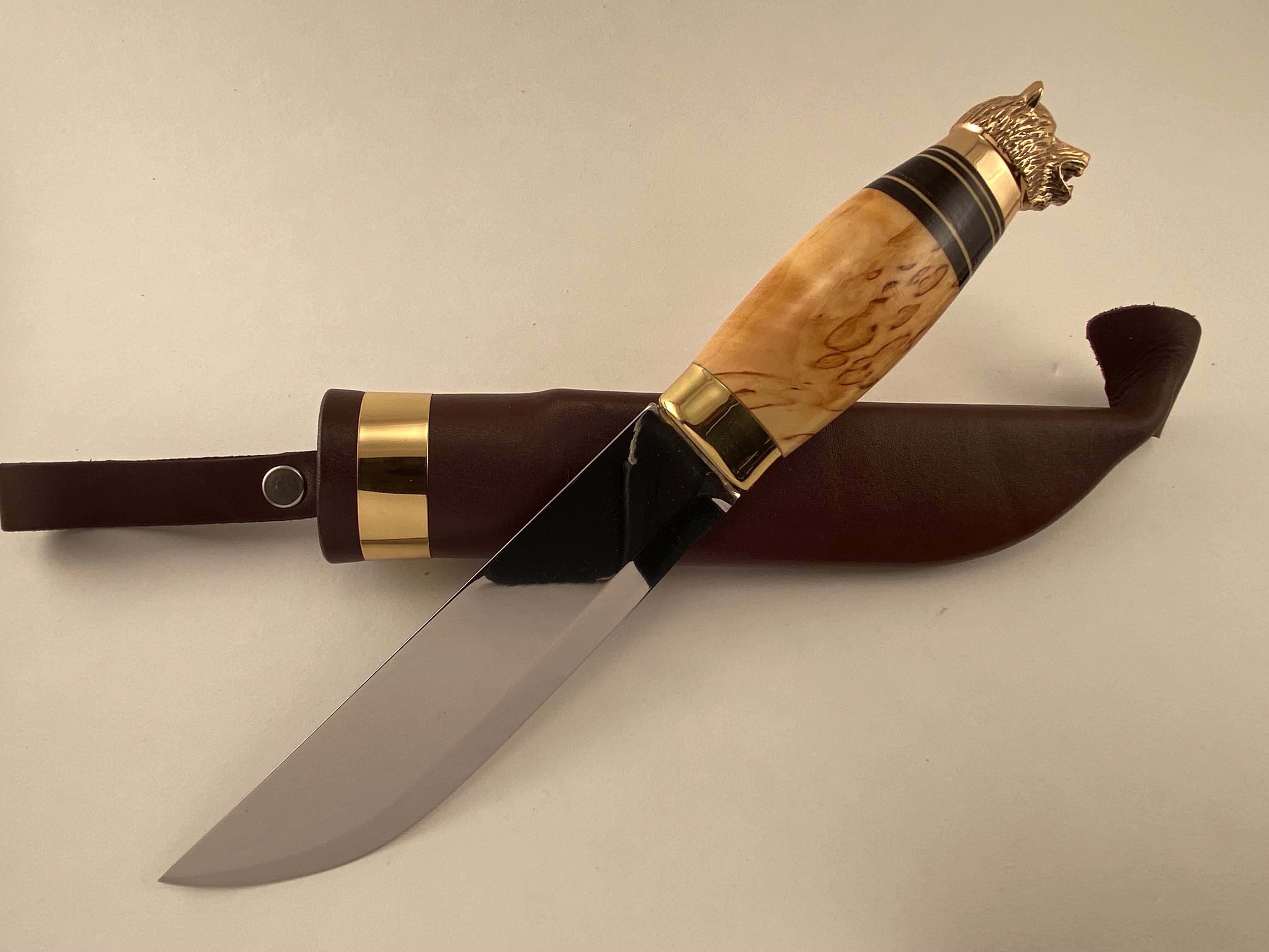 Järvenpää Outdoor Bushcraft Hunting Work Knife Puukko With Bear