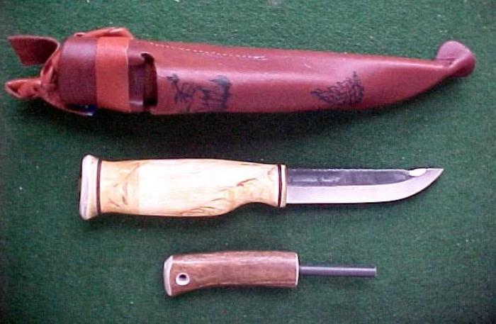 Wood Jewel Utility Knife With Firesteel Bushcraft Outdoor Puukko Knife